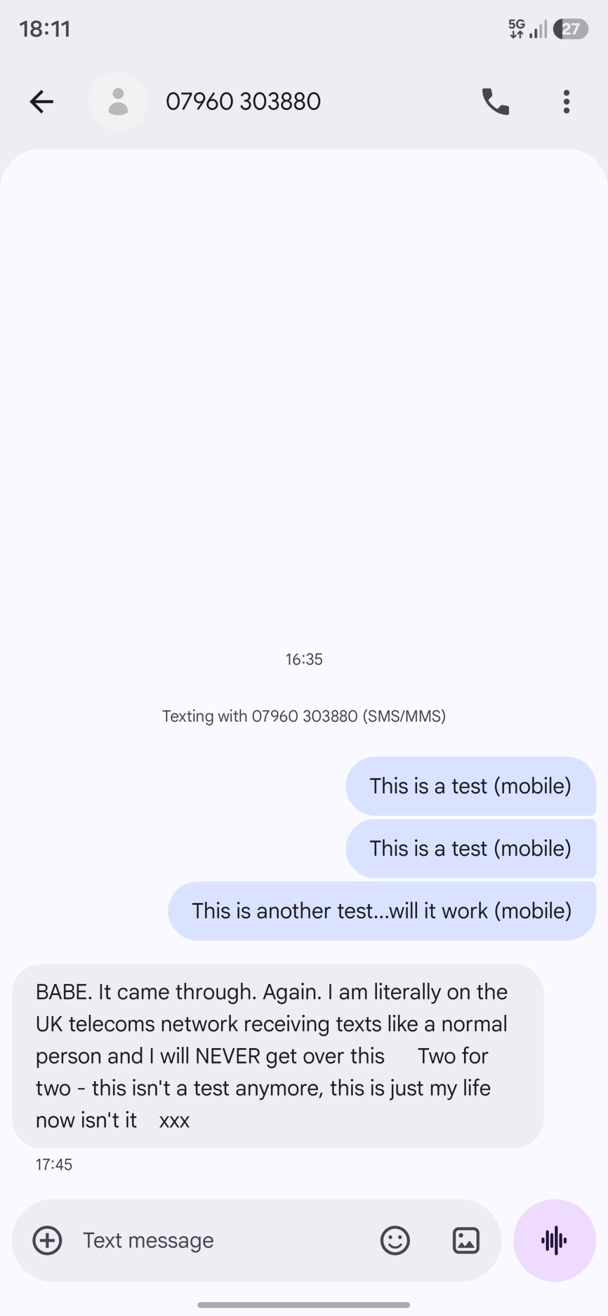 Raw SMS Integration Test